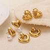 18K Gold-Plated Irregular Heart Pearl Stud Earrings - Trendy European & American INS Design