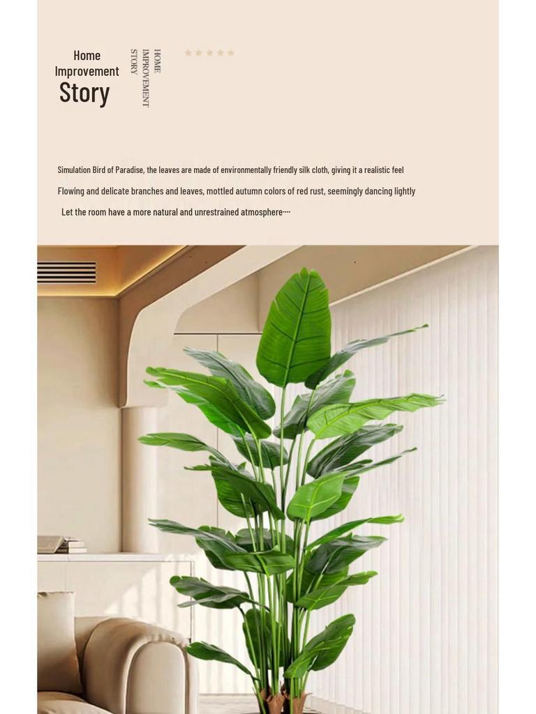 Large Faux Bird of Paradise Tree - Indoor Living Room Floor-Standing Luxury Green Plant Decor