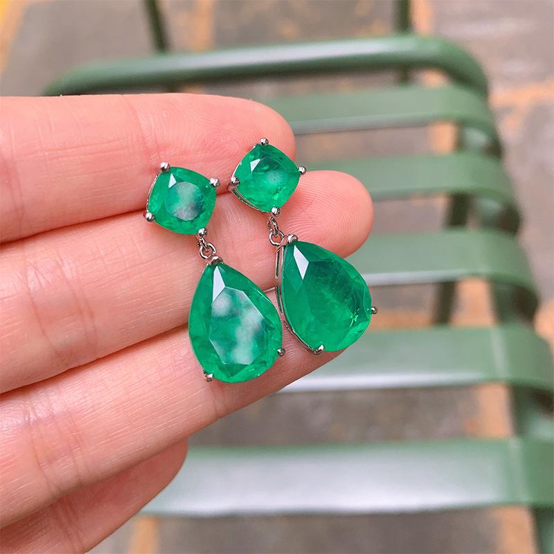 Emerald Paraiba Blue Dangle Earrings for Women - Simple and Stylish Jewelry