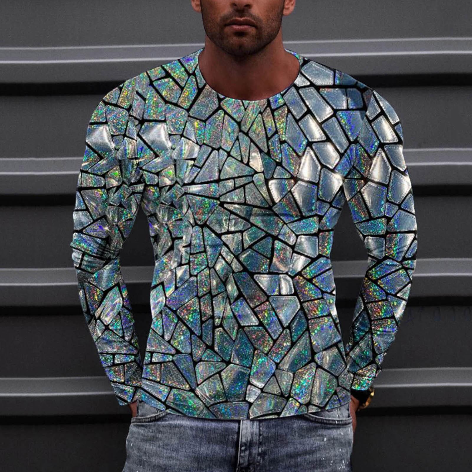 

Муж. Футболка Круглый вырез Одежда Одежда На открытом воздухе Длинный рукав С принтом Модельер Винтаж M синий