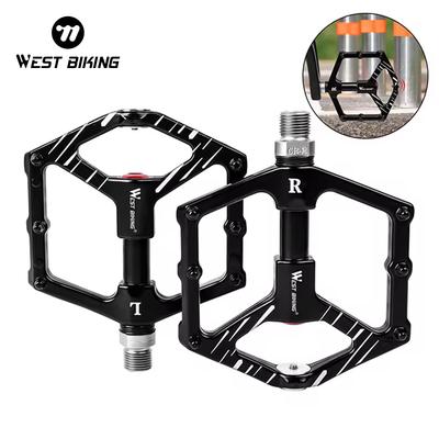 WEST BIKING Cycling 3 Bearings Magnetic Parking Bicycle Pedals Alloy Platform Large Area Road Mountain Bike Pedals