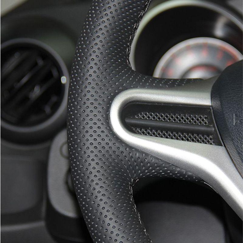 Coprivolante in Microfibra e Pelle Antiscivolo Nero per Honda Fit 2009-2013 City 2009-2013 Jazz 2009-2013 ight 2010