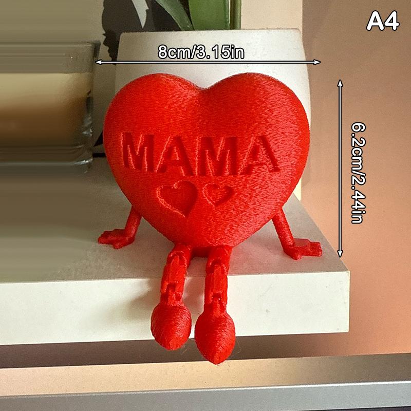 

Poseable Heart Mom Figurine With Movable Joints & Articulated Feet 3D Plastic Sculpture Mother Day/Birthday Gift Home Office De