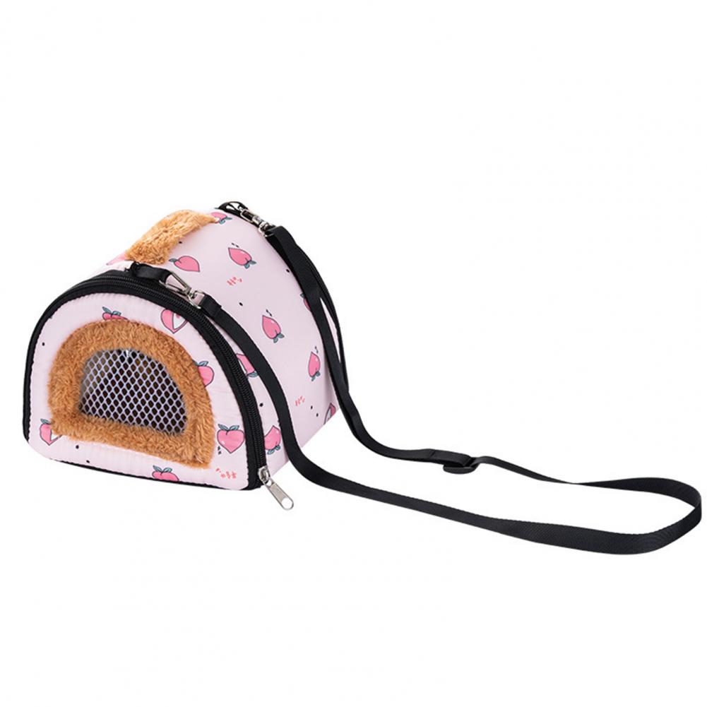 

Small Pet Travel Bag Hamster Carrier Bite Resistant Printed Keep Warm Breathable Cherry Print Breathable Outdoor Hedgehog Bag S рожевий
