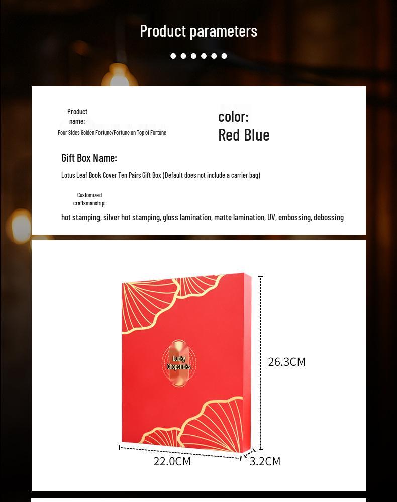 Chinese-Style Solid Wood Chopsticks - 10 Pairs Gift Box for Clients & Souvenirs