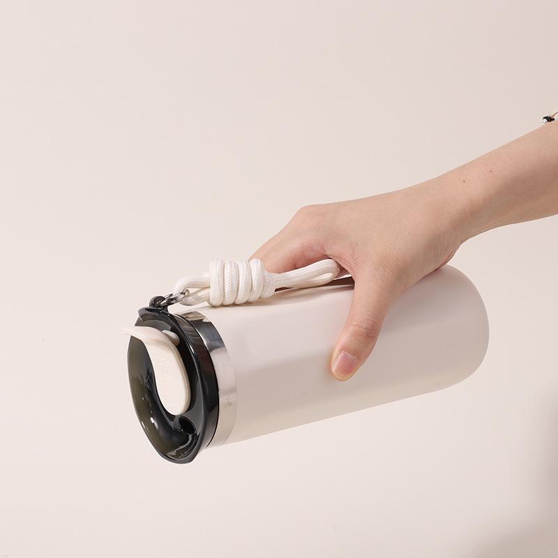 304 Stainless Steel Vacuum-Insulated Travel Coffee Cup with Lanyard for Hot and Cold Drinks