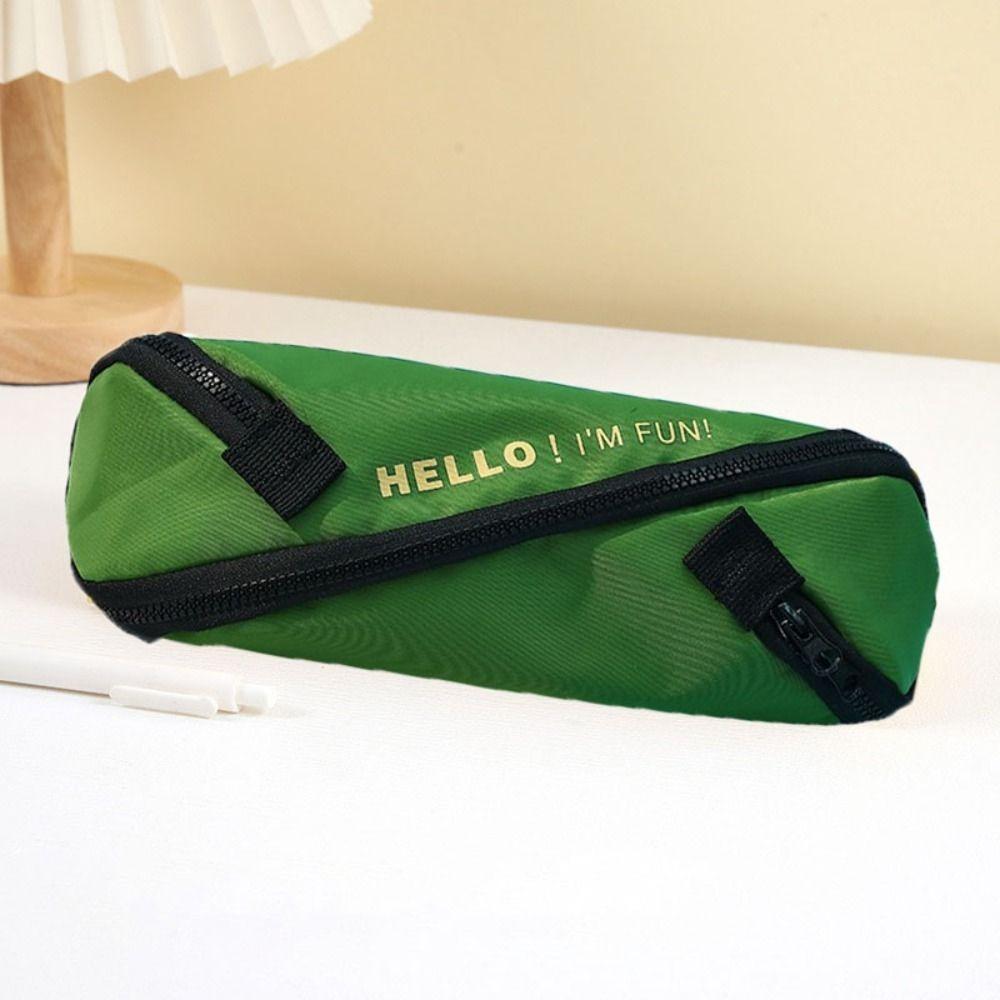 Multifunctional Canvas Pencil Case Japanese Style S Design Zipper Stationery Bag Large Capacity Simple Pen Bag School