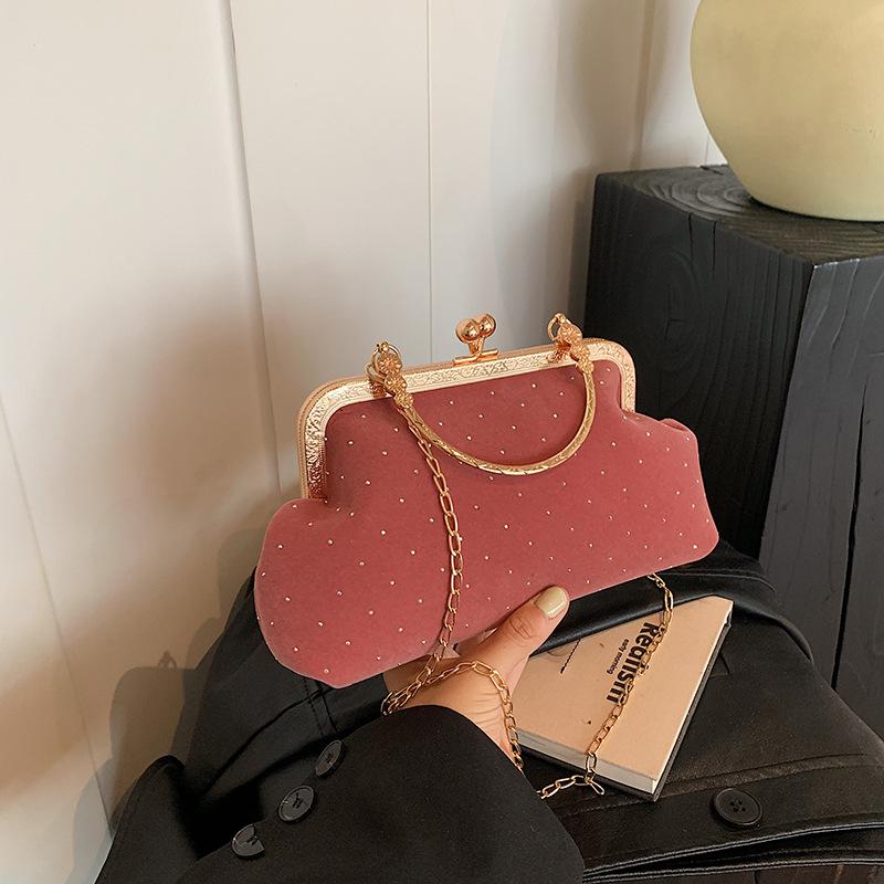 Autumn Bag Women'S Fashion Shoulder Messenger Bag Diamond-Encrusted Foreign Style Shell Bag Temperament Chain Handbag