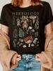 Vintage Kräuterkunde 100% Baumwolle Damen Retro Blumenmuster T-Shirt Weiches Rundhals Kurzarm Oberteil Shirt Florales Design
