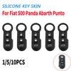 Skin pour clé télécommandée 3 boutons Coque de clé de voiture télécommandée Pour Fiat 500 Panda Abarth Punto Coque de télécommande de voiture de remplacement Pavé de boutons en caoutchouc