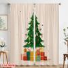 2pcs,2D Plane Printing Creative Curtains Christmas Tree_ Gift Box_ Snowflake Polyester (without Rod) Decorations Inside for