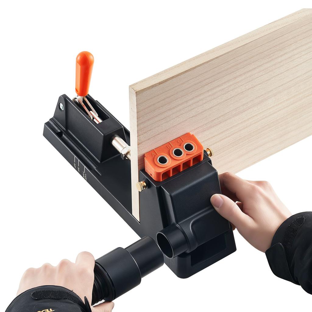 VEVOR Pocket Hole Jig Kit, 12.7 To 38.1 Mm Adjustable, Lightweight Jig Pocket Hole System with Dust Collection Adapter, Detachable Guide Block