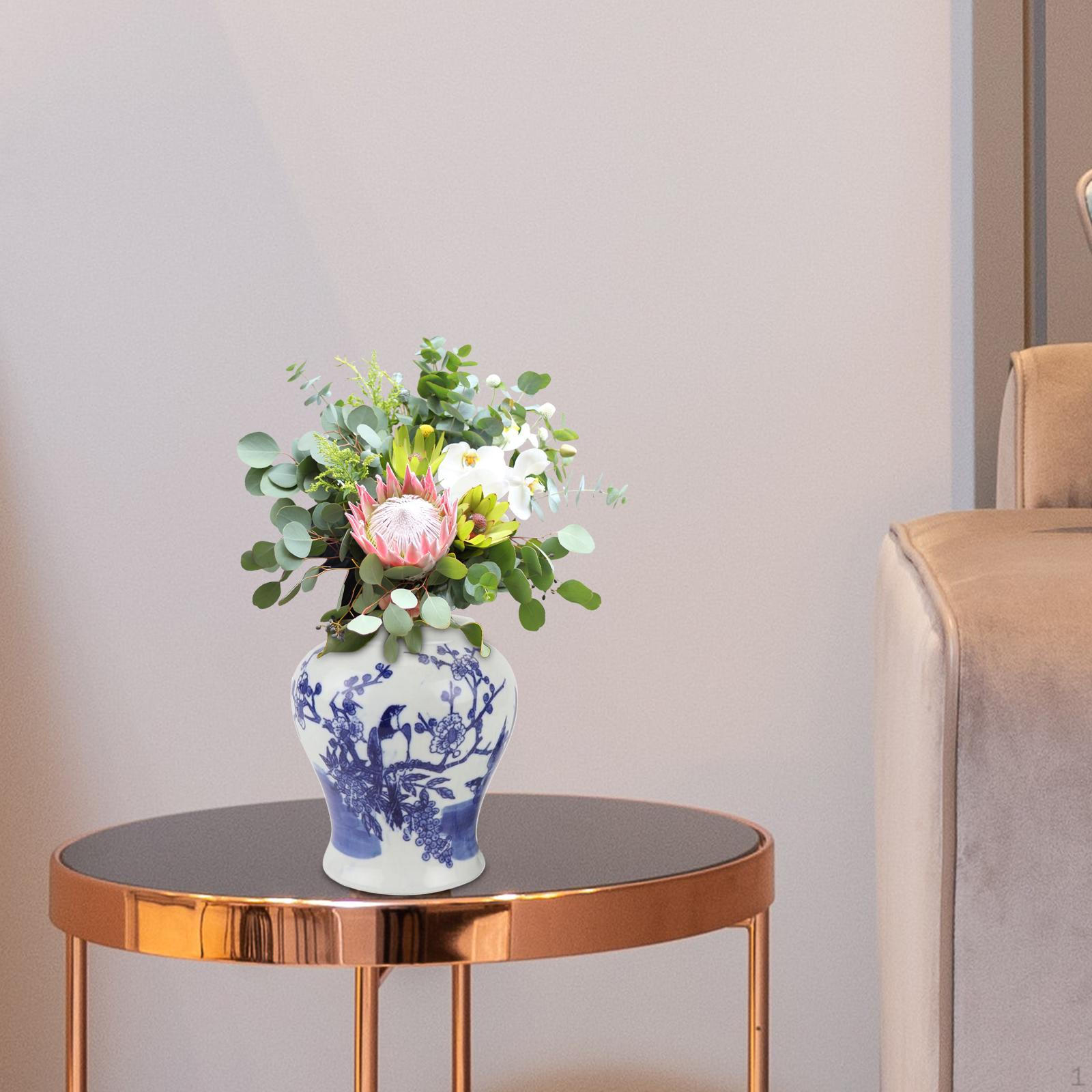 Blue Vase Decorative Jars Porcelain Temple Jar Flower for Living Room Party Gifts Birds