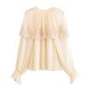 Spring 2025: Women's Chic Lace Cape Pleated Blouse