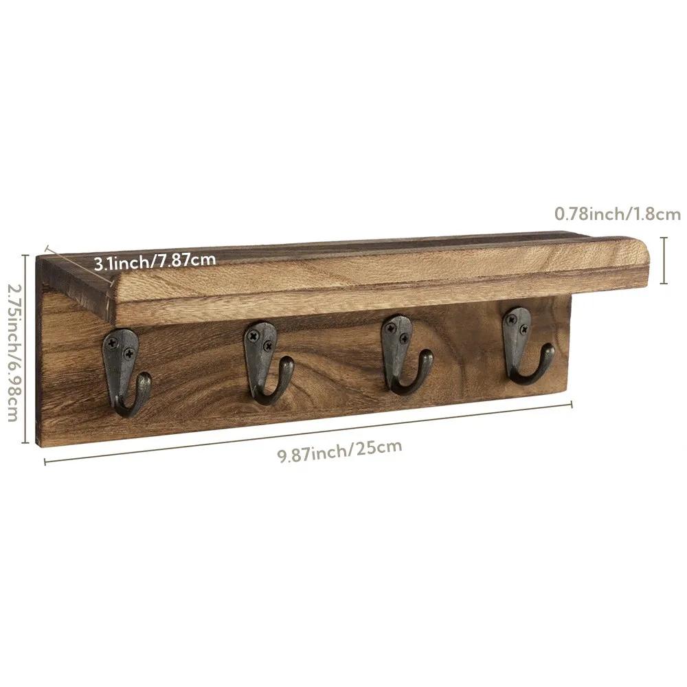 Wooden household living room wall-mounted wall rack Magazine letter hanger Key porch storage