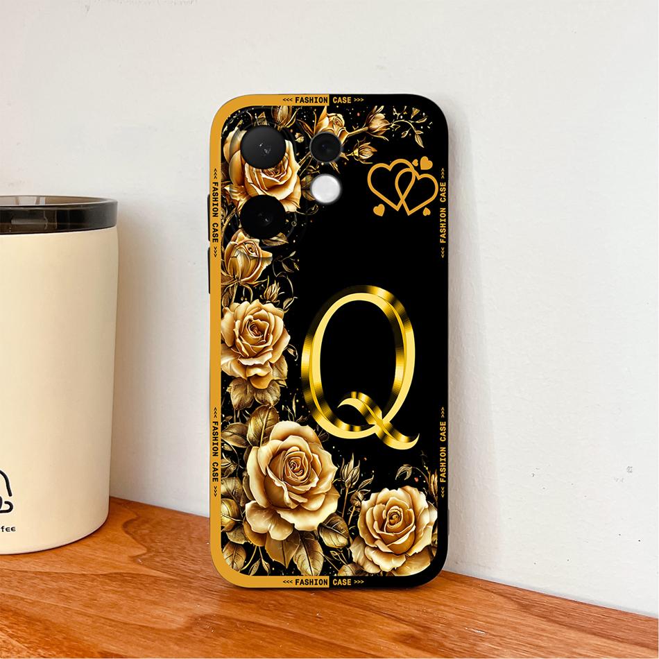 For Vivo V60 Lite 5G Phone Case Fashion Rose Letters Soft Liquid Silicone Housing For Vivo V 60 Camera Coverage Anti Drop Shell