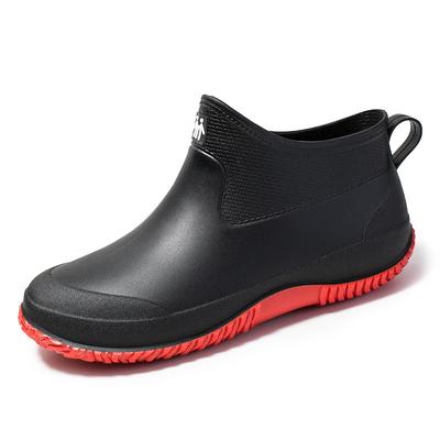 Fashion New Men's Rain Boots Non-Slip Low Top Man Water Boots Fashion Unisex Slip-on Rubber Boots Outdoor Waterproof Mens Working Boots