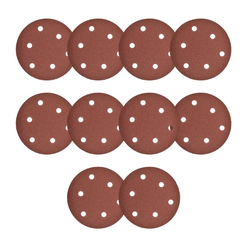 10Pcs 5Inch Hook Loop Sandpaper Sanding Discs For Angle Grinder 6 Holes for Dust Extraction Dry Wet Sanding