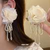 Chiffon Flower Tassel Earrings Sweet and Fresh Design