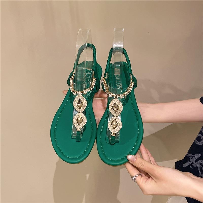 Fashion Beach shoes, rhinelette sandals, a new trendy style for women in 2025, featuring toe clippers and Bohemian skirts