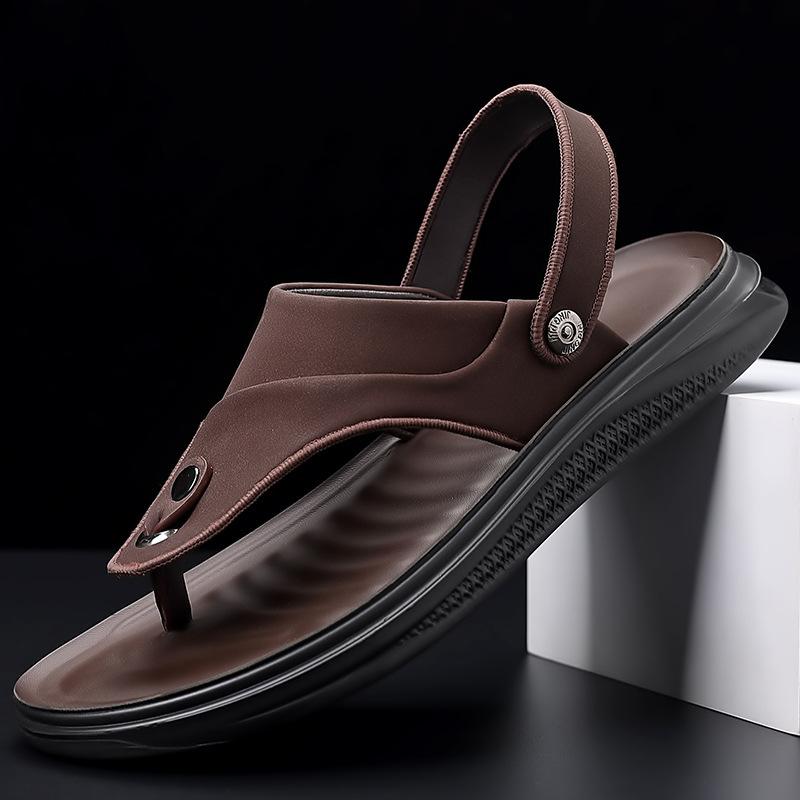 2024 New Shoes for Men Summer Genuine Leather Sandals Fashion Soft Latex Insole Casual Slipper Cool Beach Shoes