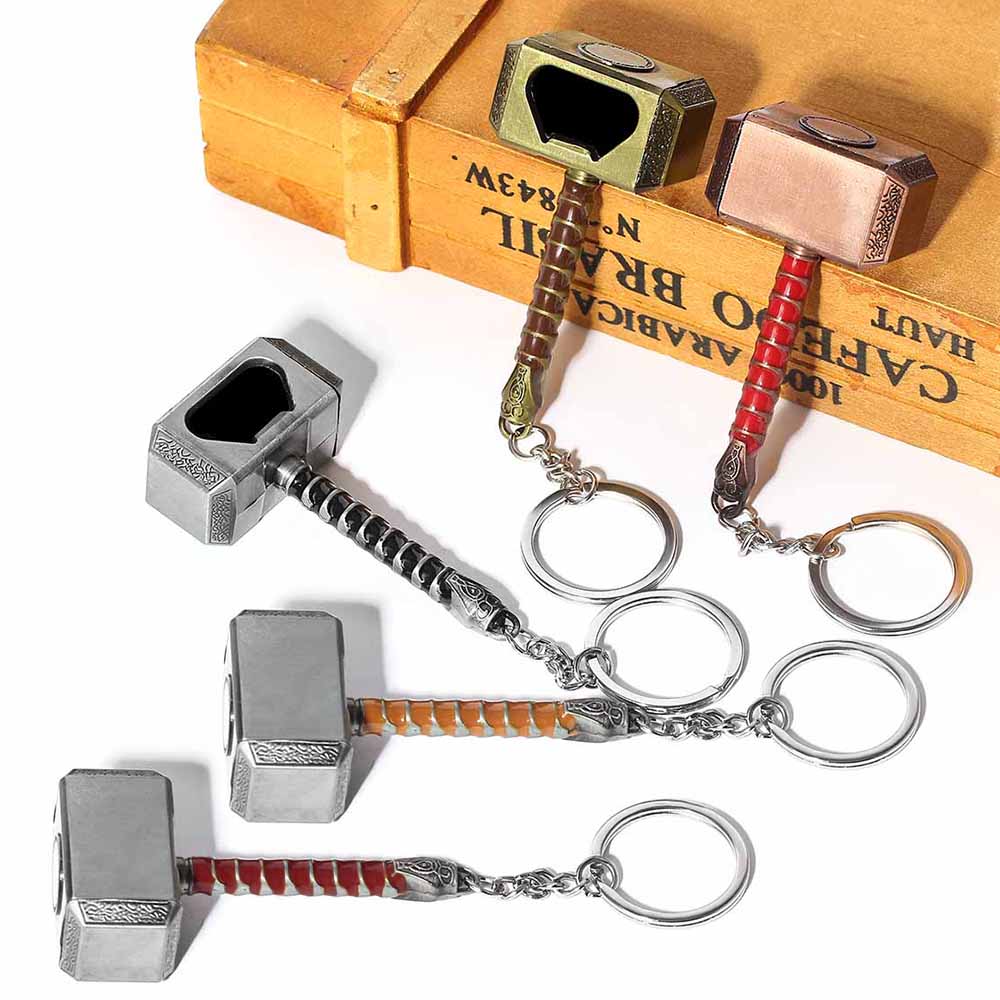Thor Hammer Mjolnir Bottle Opener Keychain Multi-functional Pendant Accessories Gift for Fans Keyring