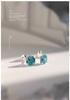 Paraiba Natural Aquamarine Ice Flower Cut Earrings, Women's S925 Sterling Silver Studs with Colored Gem Crystals