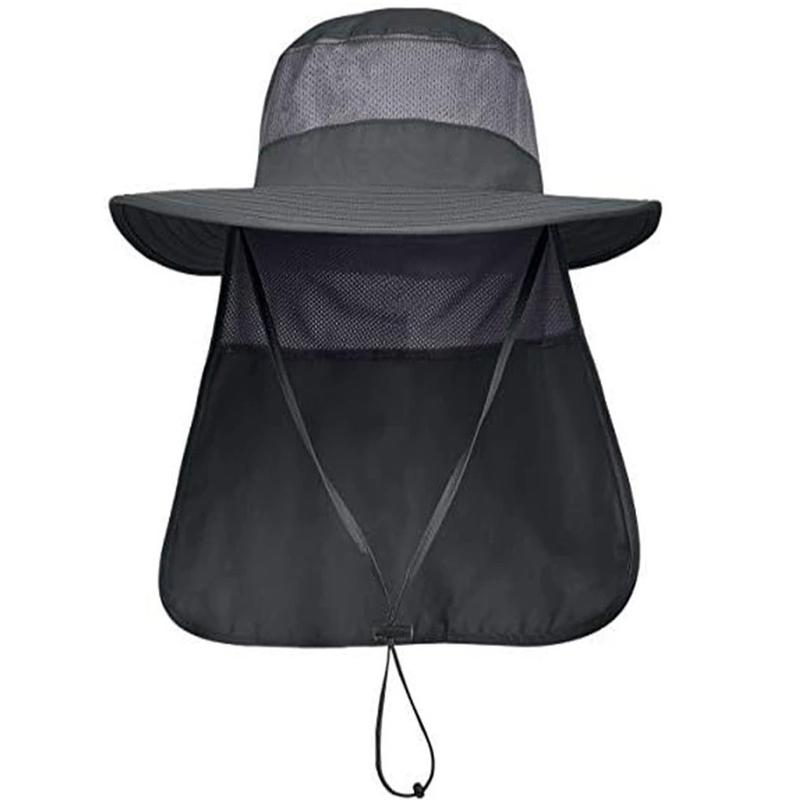 Men'S Sun Protection Hunting Hat Wide Brim Fishing Hiking Hat With Neck Guard Brim Suitable For Garden Work