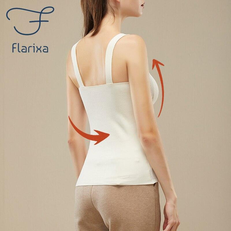 Flarixa Seamless Thermal Tank Top Women's Thermal Underwear Camisole With Cups Vest Warm Winter Clothing Comfort Thermo Lingerie