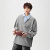 Fake Two-piece Sweater Men's and Women's Autumn Loose Shirt Collar Long-sleeved T-shirt Design Versatile Jacket