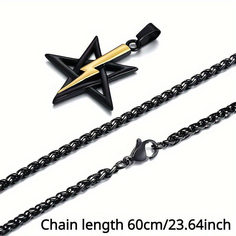 Nytt Klassisk Pentagram Lyn Anheng Halskjede for Herremote Talisman Halskjede Tilbehør