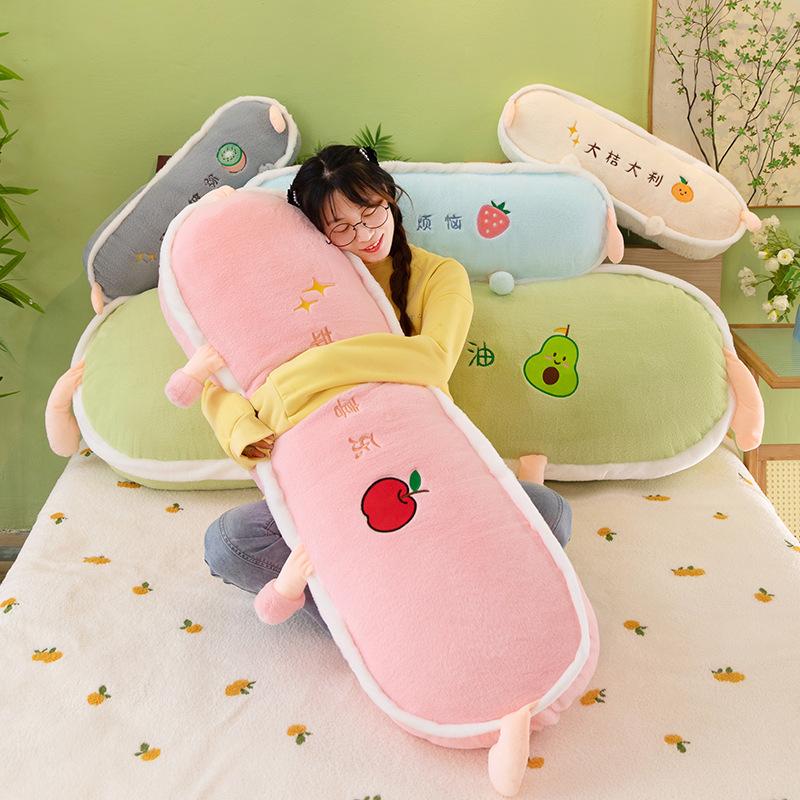 Fruit Headrest Girls Pinch Legs Long Throw Pillow Plush Toy Bed Large Cushion Removable and Washable Liner