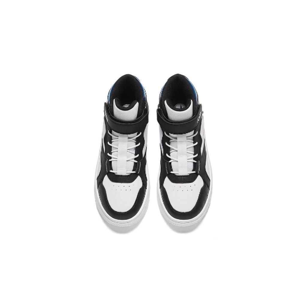 Anta Kids Round Toe Lace-Up Shock Absorbing Wear-Resistant High-Top Kids Skate Shoes Kids Skate Shoes White Gray 312348006-1