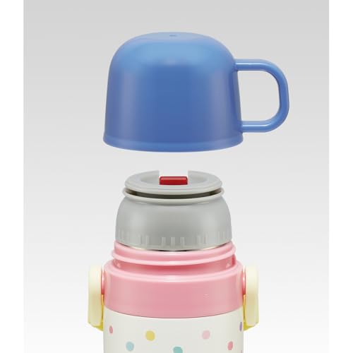 Skater Children's Water Bottle, 2-Way, 470ml (Direct Drinking) or 430ml (Cup Drinking), Snoopy Skateboard Design, for Boys and Girls, Stainless Steel,