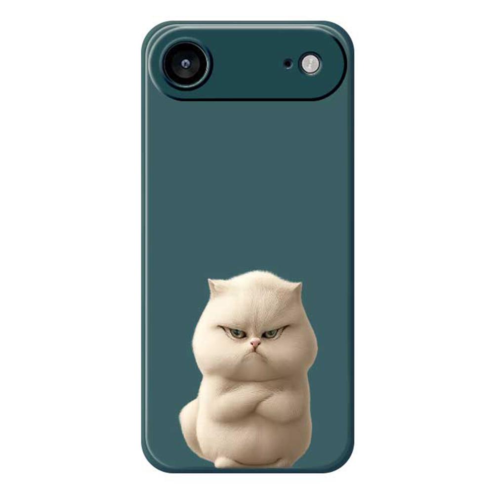 For iPhone 17 Air Case Angry Cat Pattern Printing Straight Edge TPU Phone Back Cover