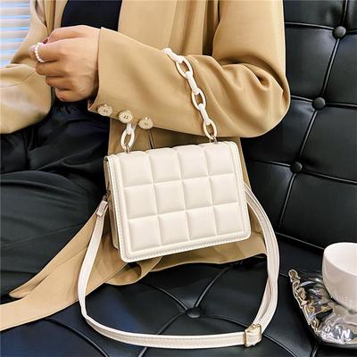 Small Bag Women's Popular New Trendy Fashion Chain Diamond Single Shoulder Crossbody Simple Portable Small Square Bag
