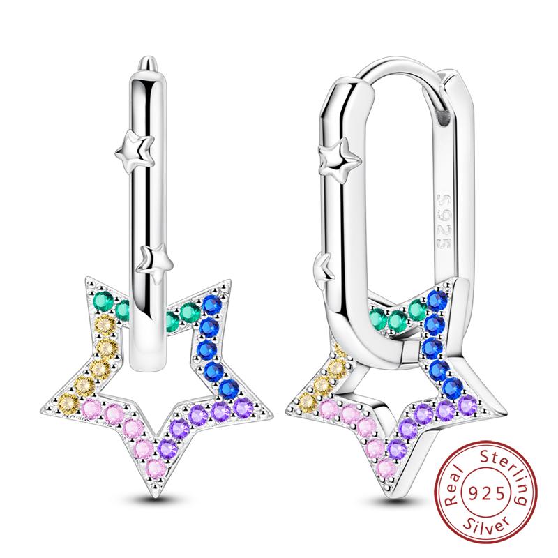 Hoop Earrings 925 Silver Starlight Crystal Circular Snake Bone Hoop Earrings For Women Fashion Birthday Jewelry Gift