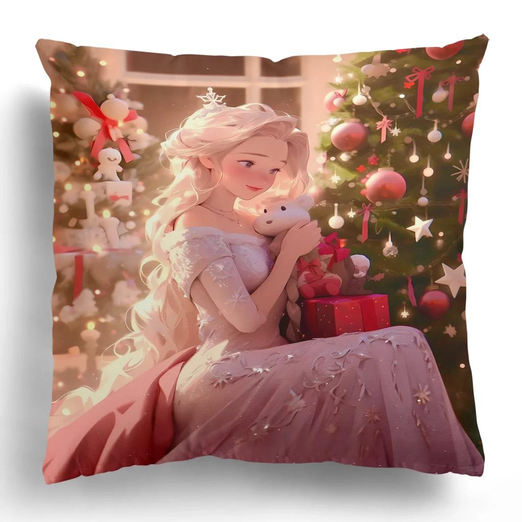 Christmas Decoration Kawaii Disney Elsa Princess Decorative Pillowcase Living Room Cushion Cover Room Decoration Christmas Gift