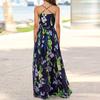 Women Summer Holiday Beach Bohemian Style Backless Strap One Piece Dress