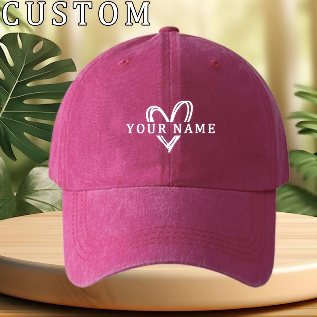 Customizable HeartShaped Name Baseball Cap Lightweight Vintage Washed Dad Hat Suitable for Unisex And Women Machine Washable O
