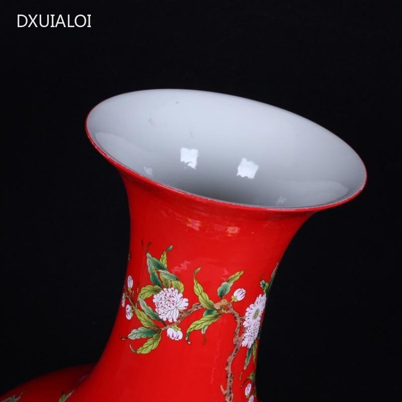 Jingdezhen Ceramic Vase Chinese red overglaze color Shoutao Appreciation Bottle Ceramic Crafts Home decoration accessories