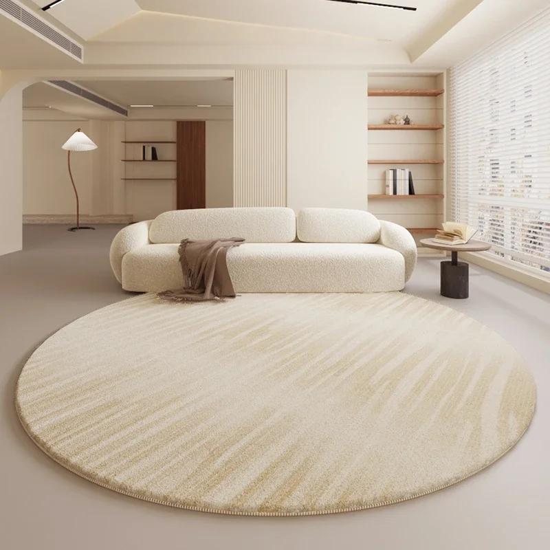Décoration de Chambre Style Crème Tapis Rond Maison Tapis Doux Moelleux Tapis Minimalistes pour Salon Tapis de Sol Épais en Peluche à Côté du Lit