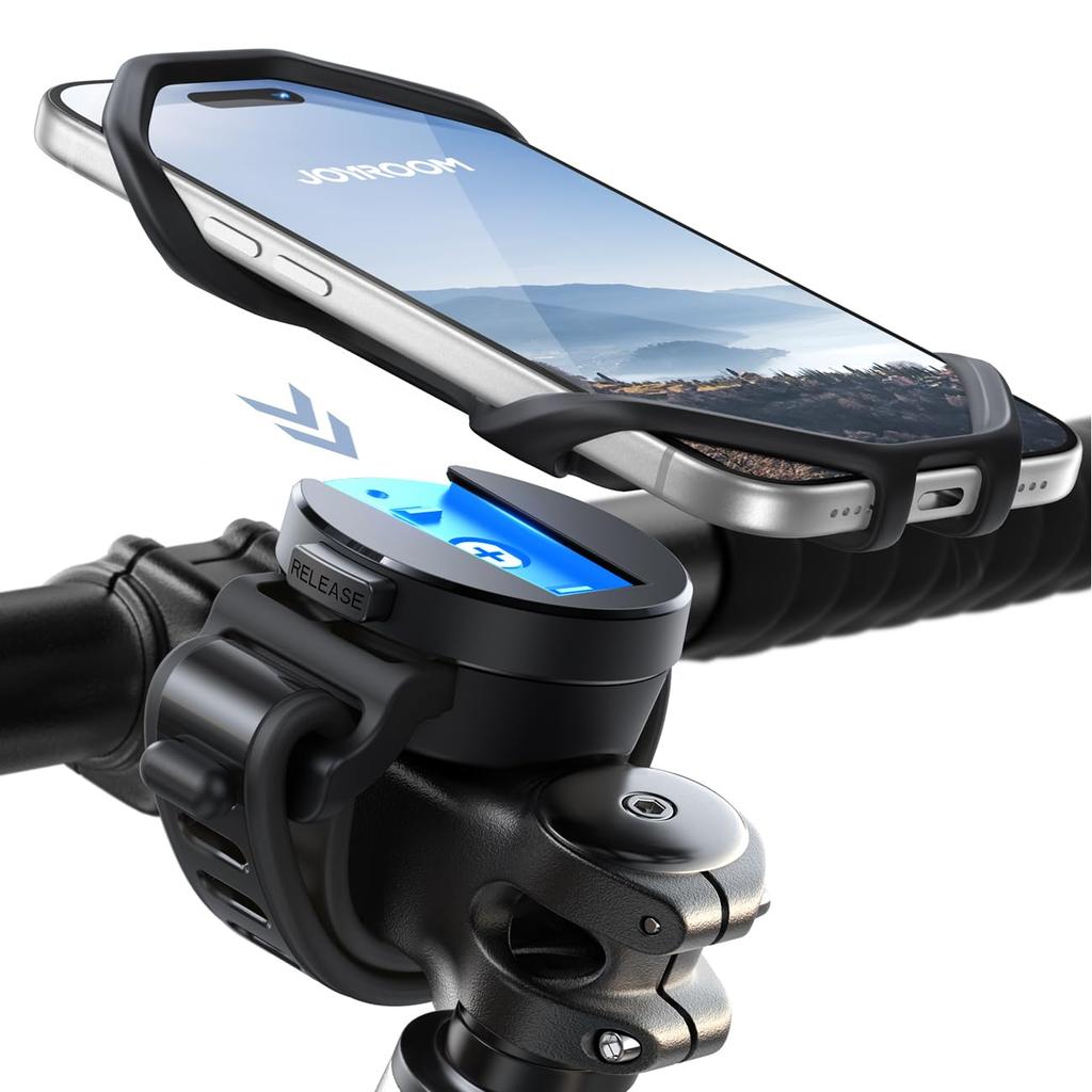 JOYROOM Fahrrad Smartphone Halter Ständer Einfache Entfernung Smartphone Fahrradhalter für Rennrad Hybrid Rennrad Elektro und Kinderwagen 360 Grad Sturz Vibration