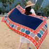 New red flower ethnic style scarf women's summer sunscreen silk scarf Yunnan Dali travel shawl with cape