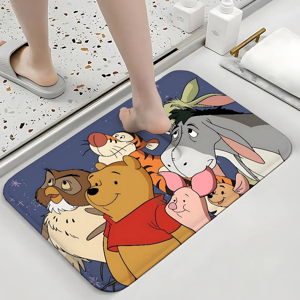 Cute W-Winnies-the-Poohs Floor Mats Home Laundry Rug Carpet For Living Room Decor Lounge Area Anti-slip Foot Mat Entrance