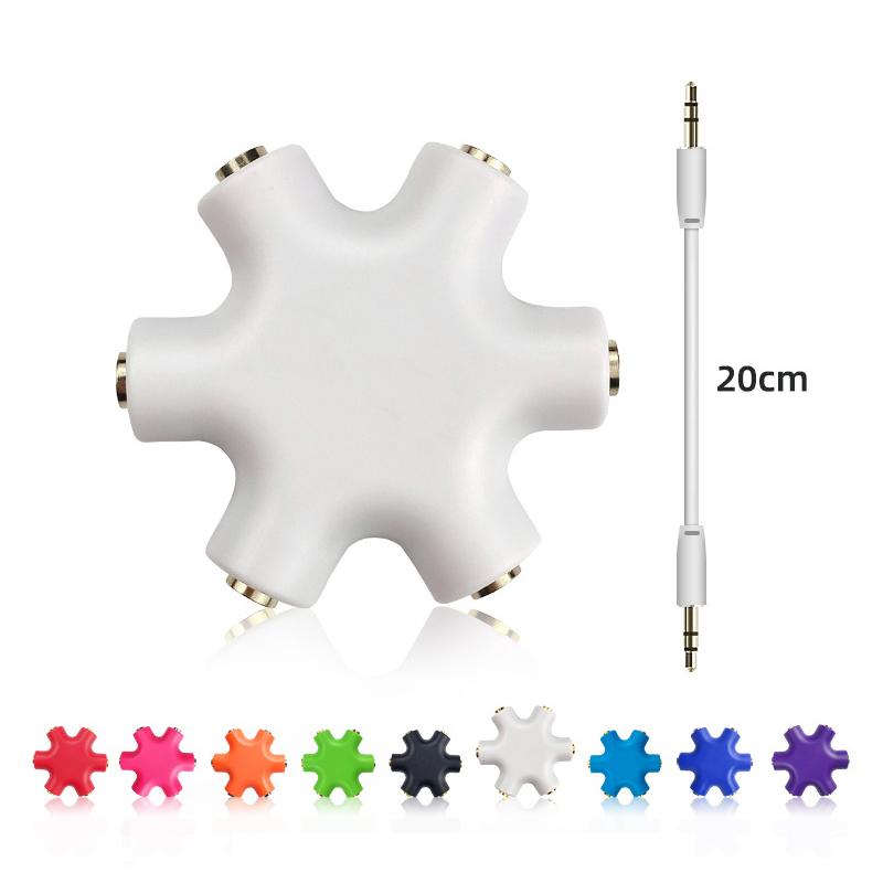 

6 портов наушники Aux разветвитель 6 в 1 смарт-аксессуары аудио Aux кабель разветвитель 3.5 мм 1 штекер на 5 гнездо поделиться адаптер