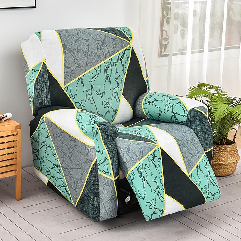 Recliner Chair Cover 4-Pieces, Stretch Sofa Slipcover 1 Seater Sofa Covers for Living Room Furniture Covers with Elastic Bottom