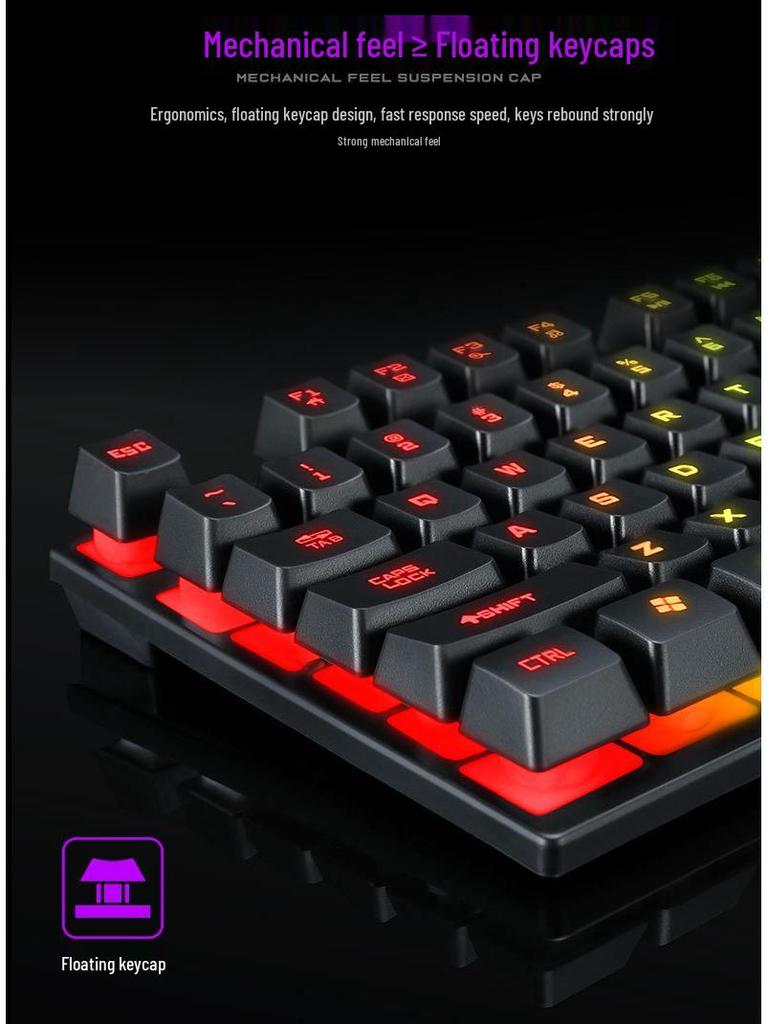 T-WOLF T20 Thunderwolf Backlit Gaming Keyboard - Wired, Multilingual (Arabic, Spanish, Russian).