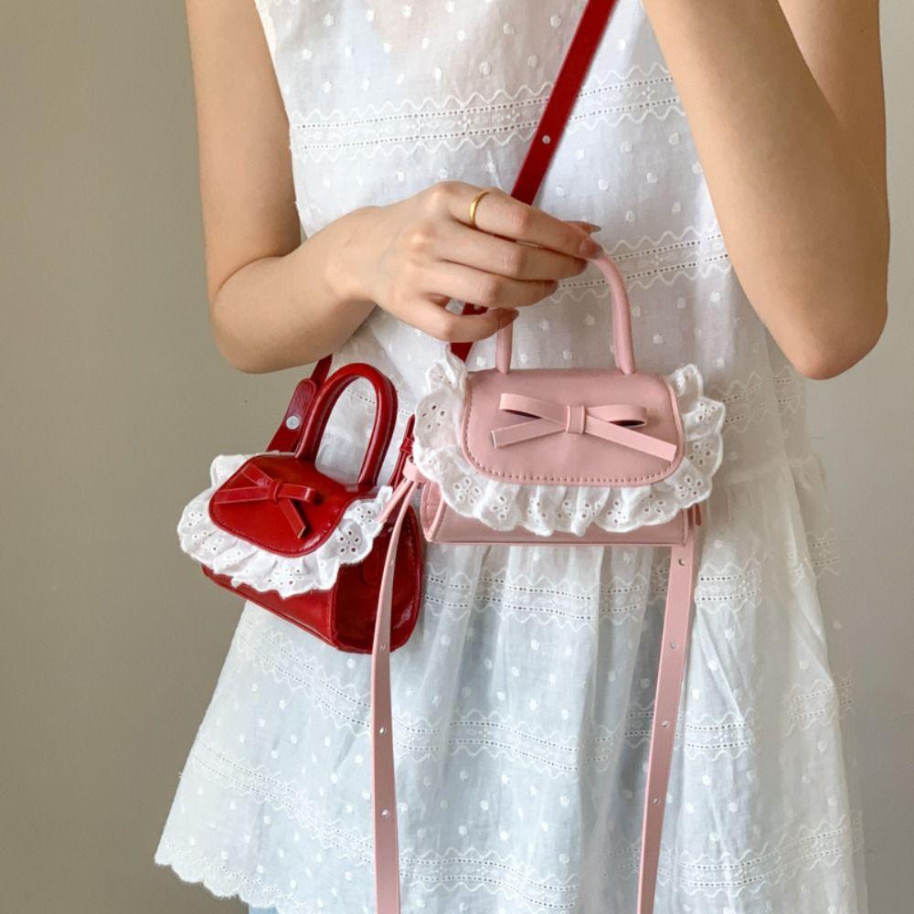 Small Bow Coin Purses PU Leather Shoulder Bag Fashion Crossbody Wallet Clutch