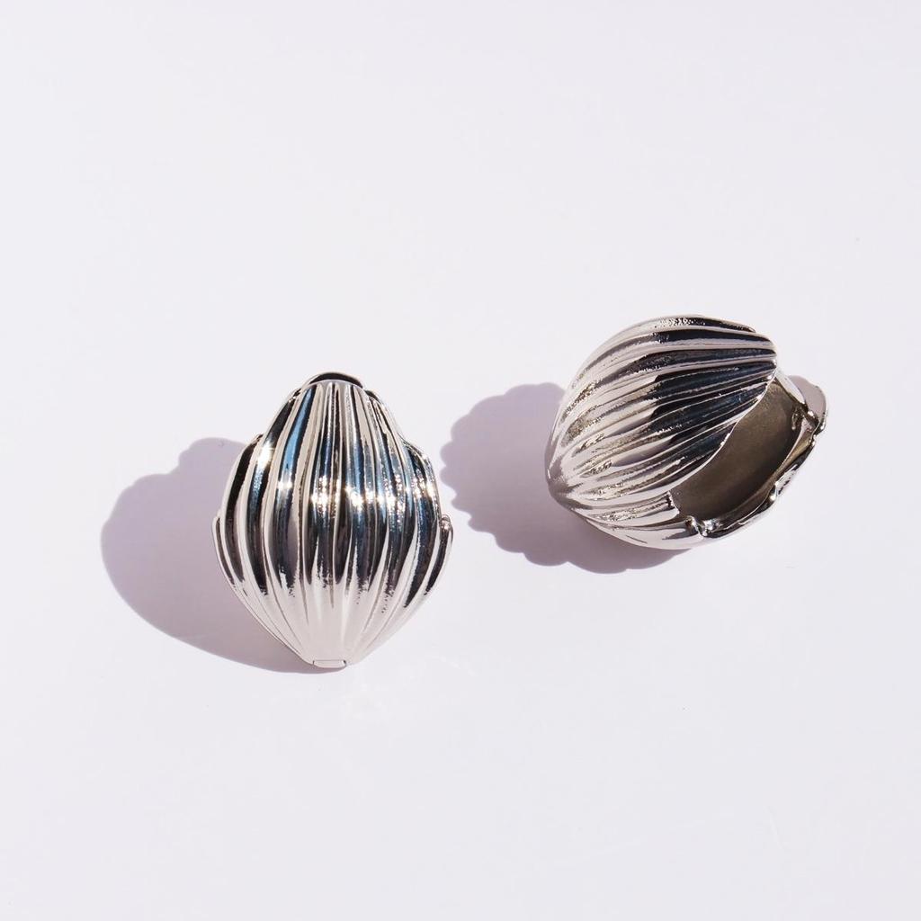 European & American Niche Shell-Textured Double-Sided Oval Earrings - Gold & Silver Ear Clips, Fashion Trend 51